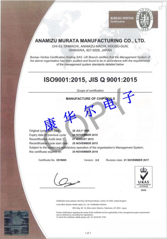 Anamizu Murata Manufacturing Co.， Ltd._ISO9001(201802)_1