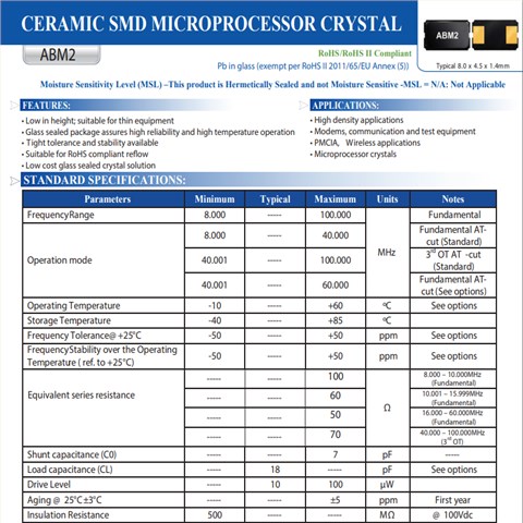 Abracon晶振,贴片晶振,ABM3晶振,ABM3-8.000MHZ-D2Y-T晶振