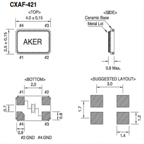 AKER晶振,贴片晶振,CXAF-421晶振,CXA-028224-4X6D00晶振