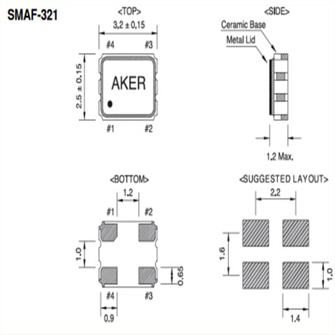 AKER晶振,有源晶振,SMBF-321晶振,低电压小体积有源晶振