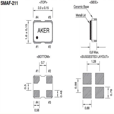 AKER晶振,有源晶振,SMBF-211晶振,2016mm轻薄型有源晶体振荡器