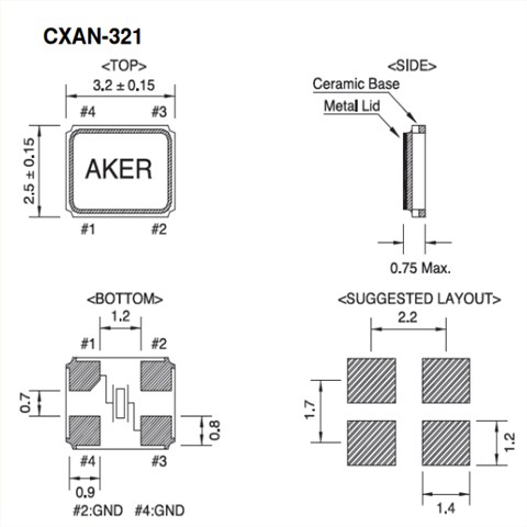 AKER晶振,贴片晶振,CXAN-321晶振,儿童游戏机晶体谐振器