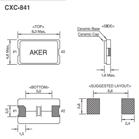 AKER晶振,贴片晶振,CXCN-841晶振,陶瓷面封装有源晶体振荡器