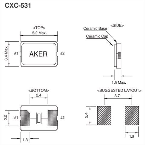 AKER晶振,贴片晶振,CXCN-531晶振,无源石英晶体谐振器