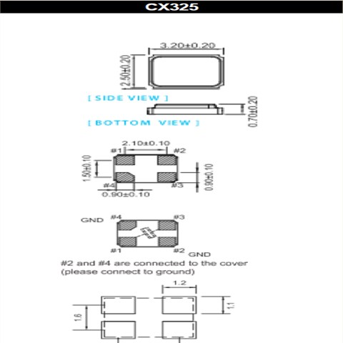 卡迪纳尔3225mm晶振,CX325Z-A2B3C5-50-25.0D18,蓝牙模块晶振