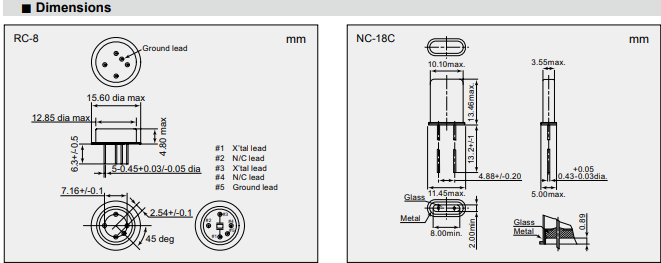 NDK晶振,石英晶振,NC-18C晶振,高可靠性进口插件石英晶振